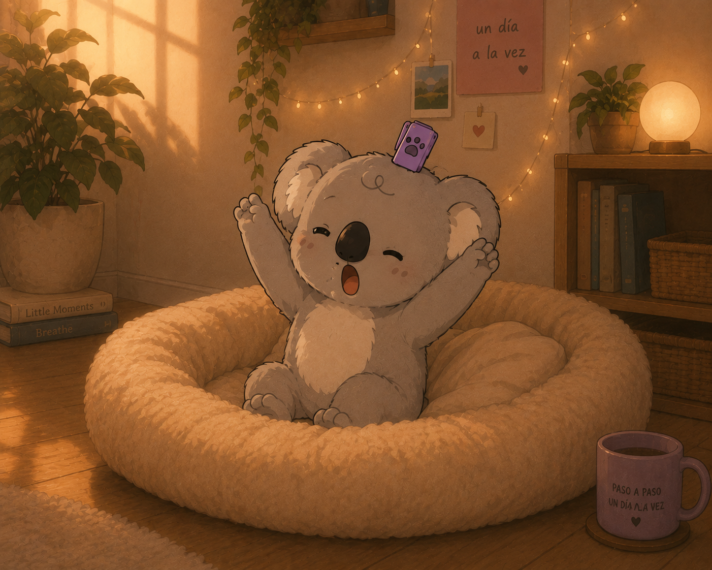 El koala de Tzalli despertando